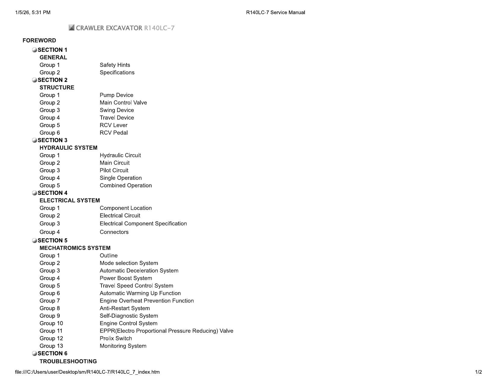 R140LC-7 Service Manual